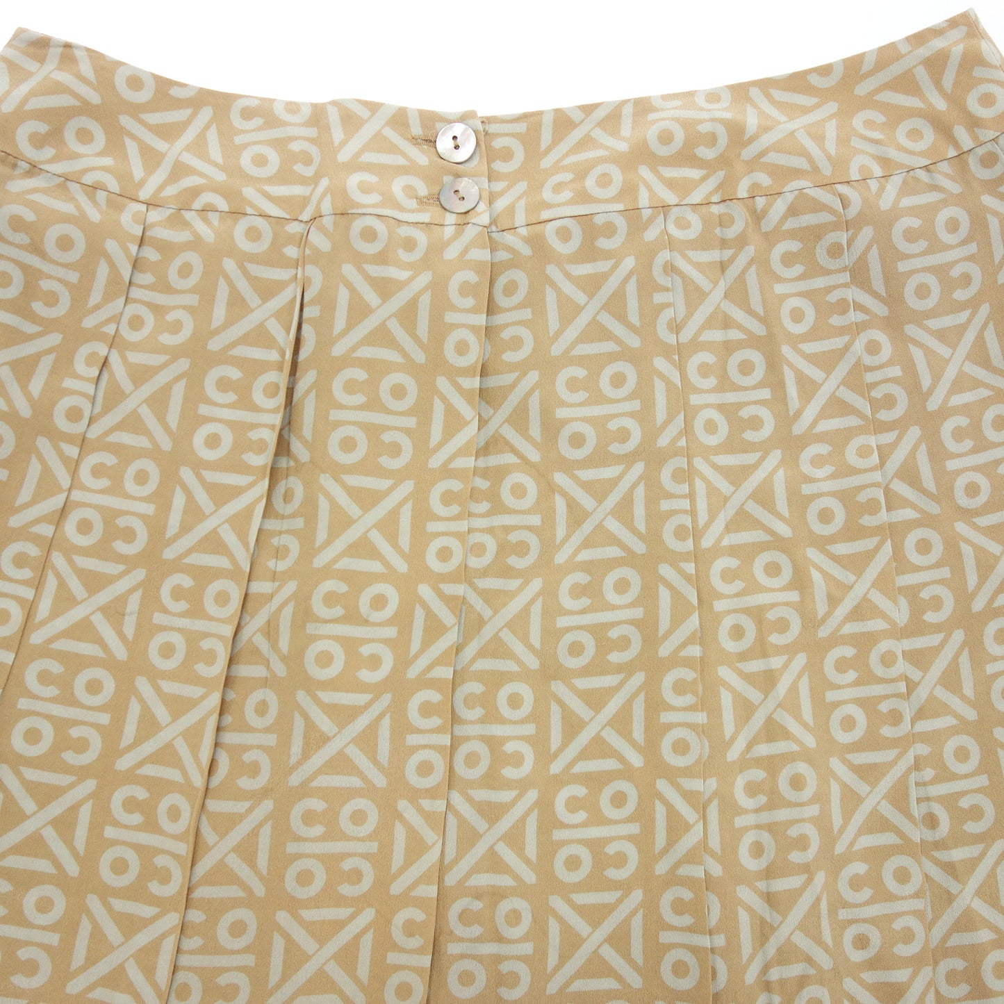 Beautiful item ◆ CHANEL silk skirt 00A all over pattern size 42 beige x blue ladies CHANEL [AFB43] 