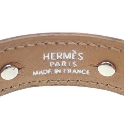 Used ◆Hermes Bracelet Bangle Leather Agata Silver Metal Fittings □M Engraved Brown HERMES [LA] 