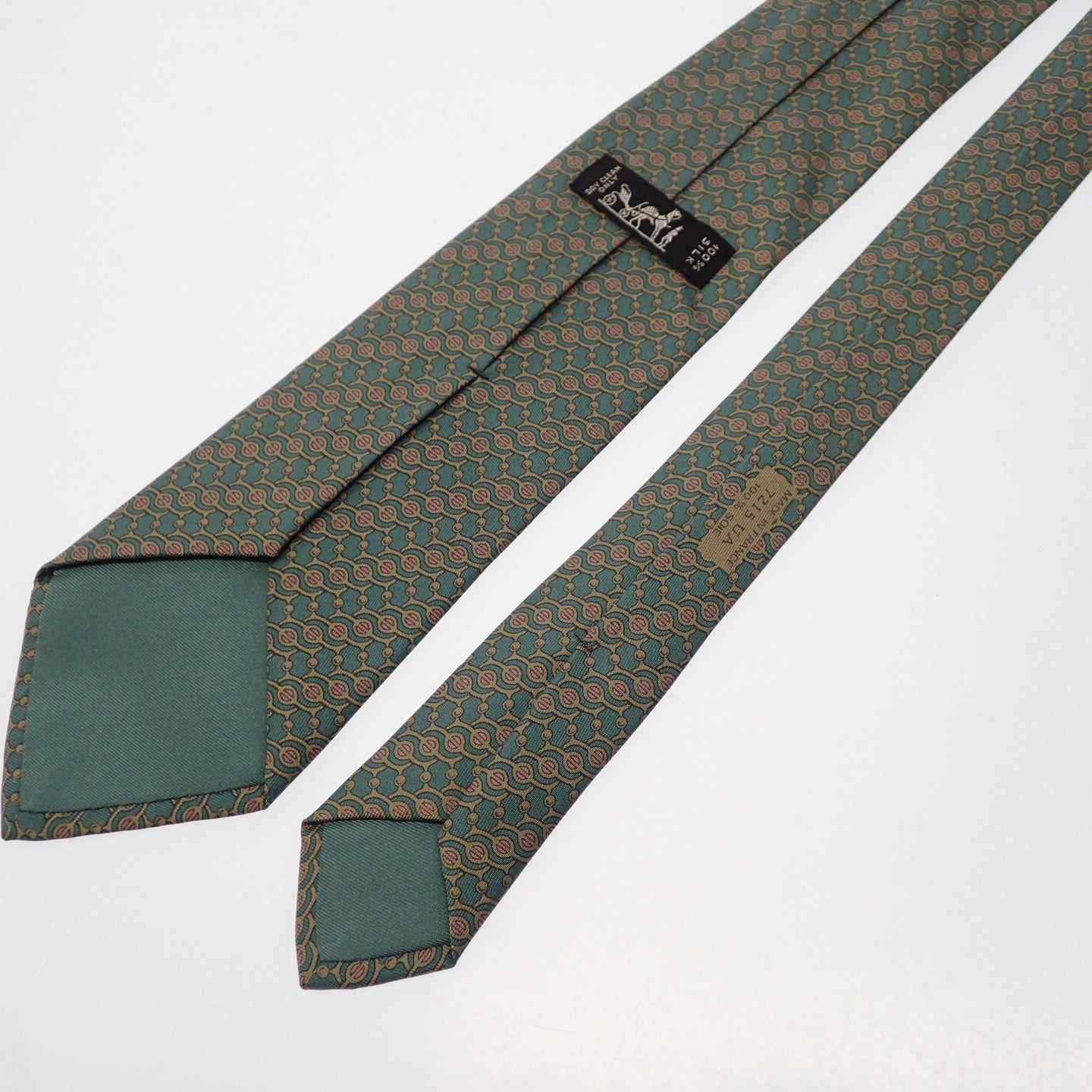 Good condition◆Hermes tie 100% silk wood pattern &amp; all over pattern HERMES 2 piece set [AFI4] 