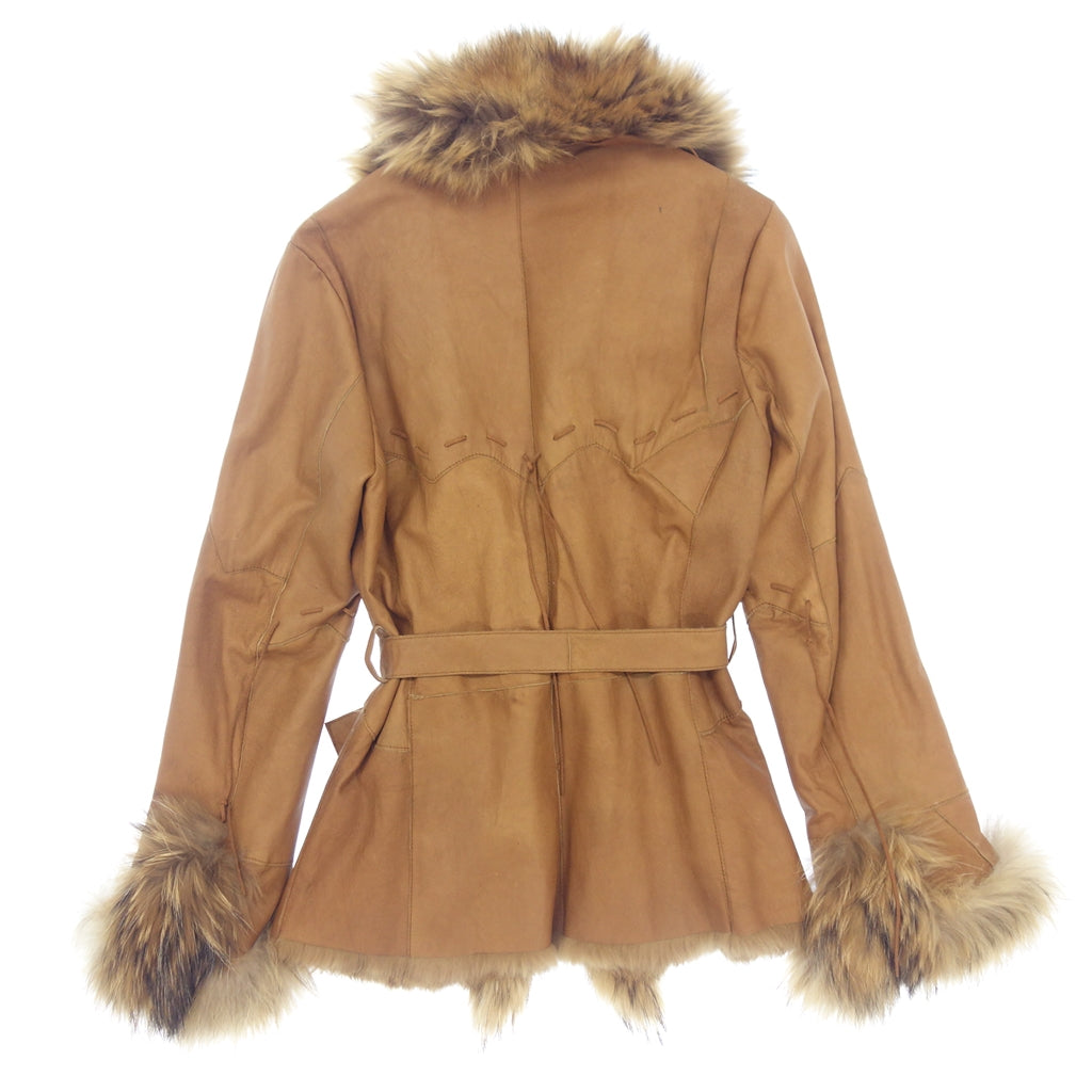 Used Marie Doris Leather Jacket Fox Fur Ladies Size M Brown Marie Doris [AFF24] 