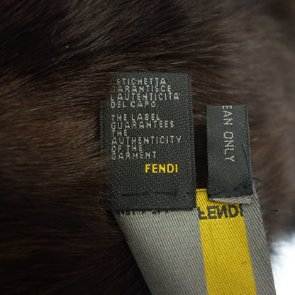 Used ◆Fendi fur shawl muffler black x brown FENDI [AFF24] 