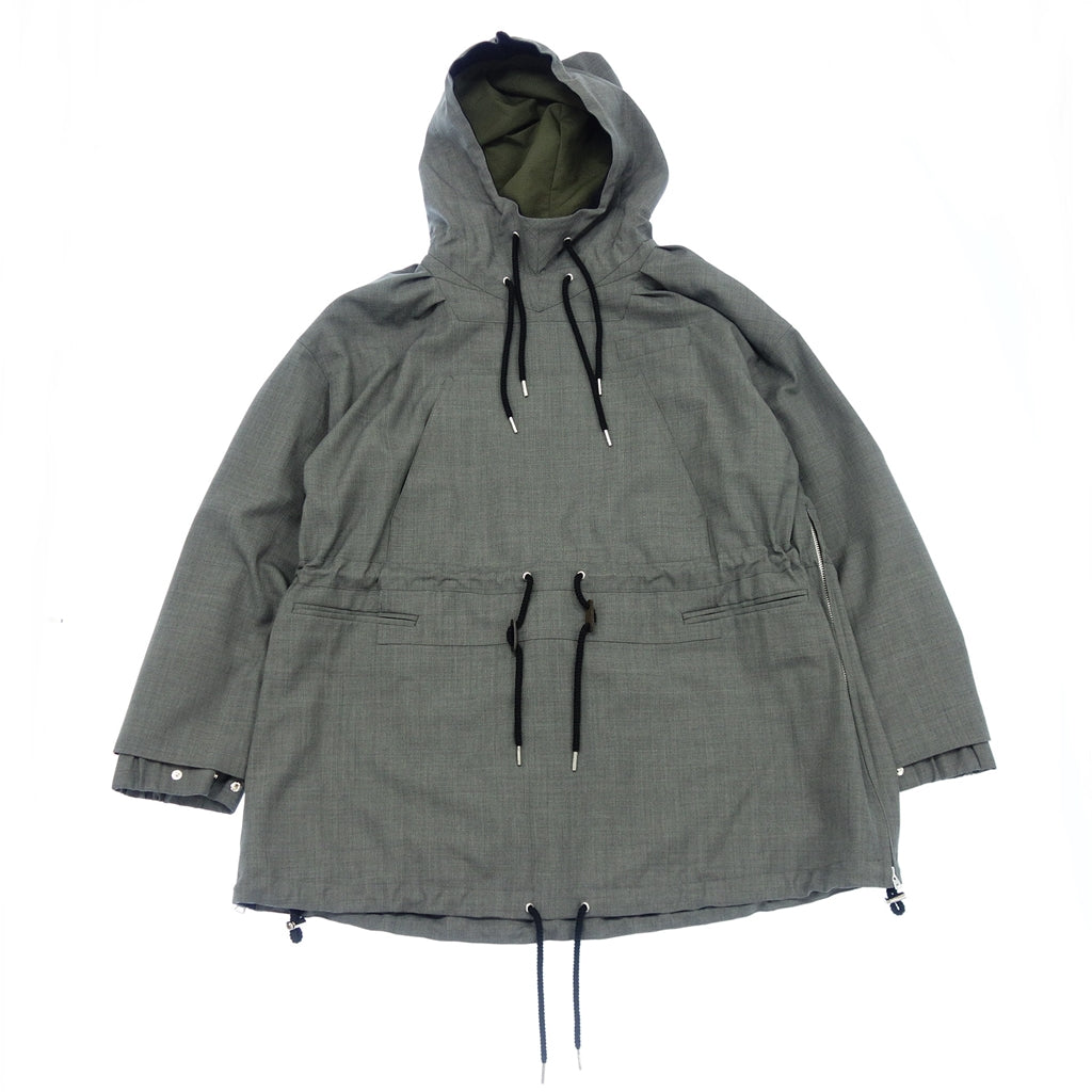 Good Condition◆Sacai Hooded Coat Side Zip 22-02804M Men's Size 1 Gray Sacai [AFB23] 