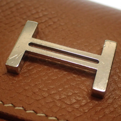 二手的 ◆爱马仕钥匙包 Bearn 银色硬件皮革□L 雕刻棕色带盒子 HERMES [AFI13] 