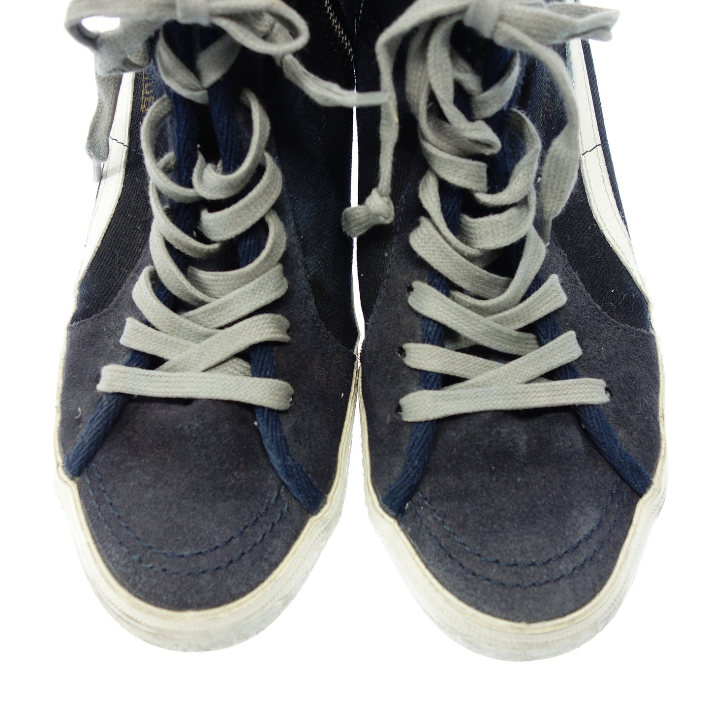 Good condition ◆ Golden Goose leather sneakers side zip vintage processing SLIDE ladies navy GOLDEN GOOSE [AFC43] 