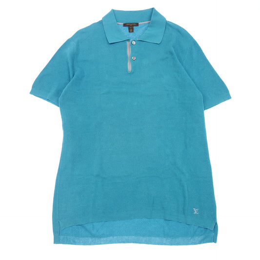 Louis Vuitton knit polo shirt logo embroidery men's blue L LOUIS VUITTON [AFB22] [Used] 