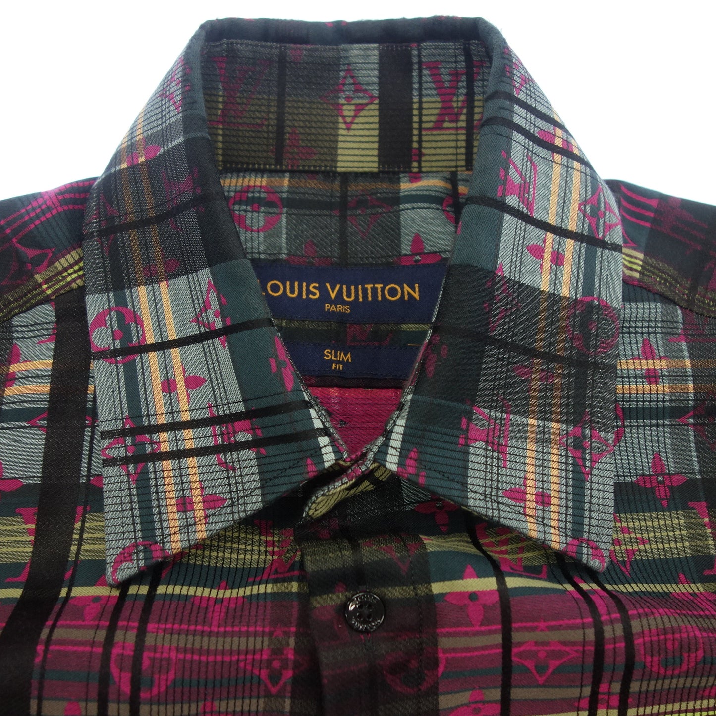 Good Condition ◆Louis Vuitton Long Sleeve Shirt Cotton x Silk Monogram Multicolor RM211 Size L Men's Pink LOUIS VUITTON [AFB43] 