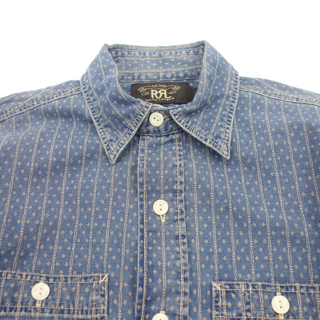 Used ◆Double RRL Ralph Lauren Denim Shirt Dot Stripe Chin Stock Men's Size XS Blue RRL Ralph Lauren [AFB45] 