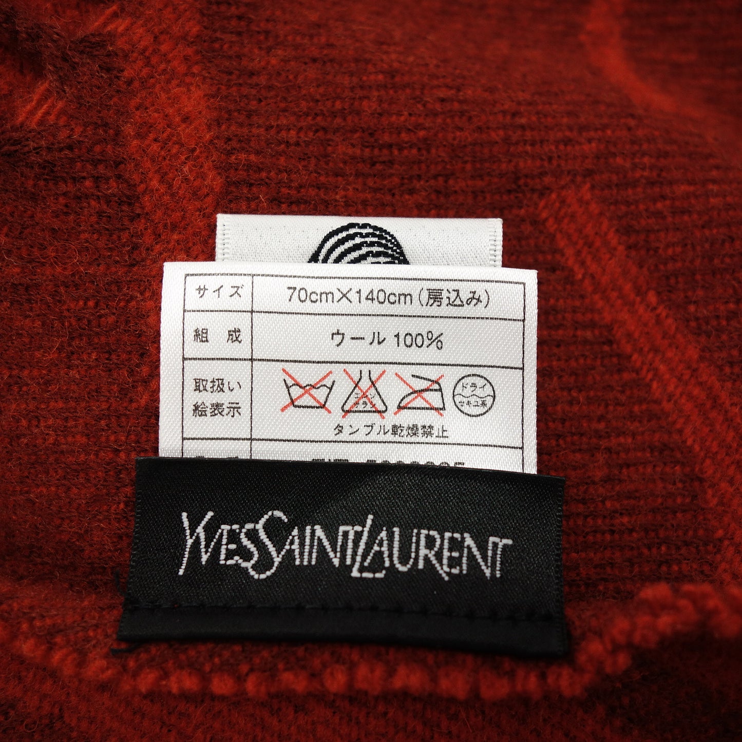 状况良好◆ Yves Saint Laurent 围巾羊毛红色大号 YVES SAINT LAURENT [AFI23] 