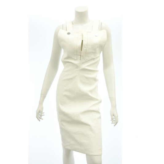 二手 ◆ Bottega Veneta 无袖连衣裙 亚麻 x 聚氨酯 685122 女式白色 尺码 38 BOTTEGA VENETA [AFB16] 