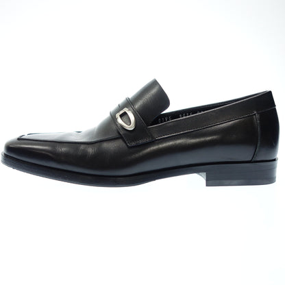 Very good condition ◆Salvatore Ferragamo leather loafer silver metal fittings men's 7 black Salvatore Ferragamo [AFD7] 
