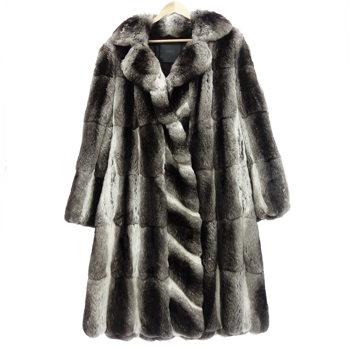 フェンディ ロングコート チンチラ グレー系 44 FENDI【AFF20】【中古 