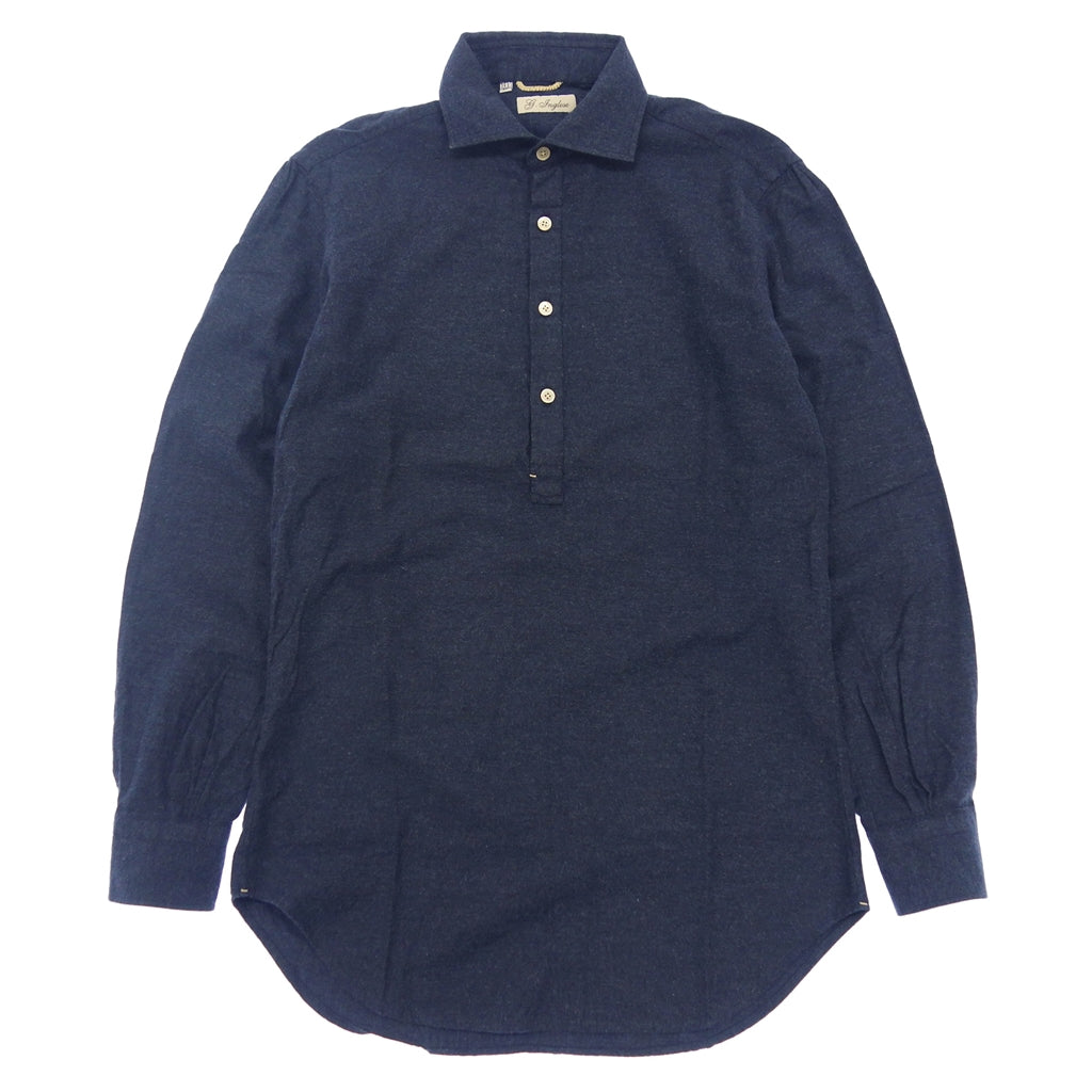 Good Condition◆The Inglese Capri Shirt Long Sleeve Cotton Navy Men's Size 37 G.Inglese [AFB4] 