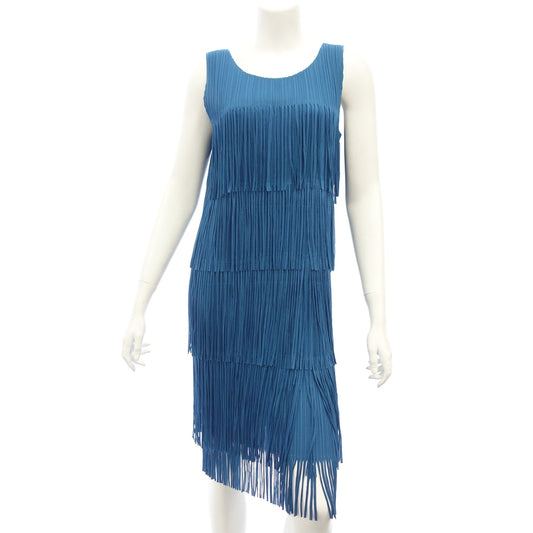 Very good condition ◆ Pleats Please Fringe Dress Women's Blue Size 2 PP71-JH796 PLEATS PLEASE [AFB25] 