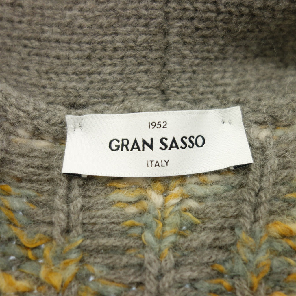 Good Condition◆GRAN SASSO Knit Cardigan Shawl Collar Nordic Made in Italy Men's Gray Size 46 GRAN SASSO [AFB2] 