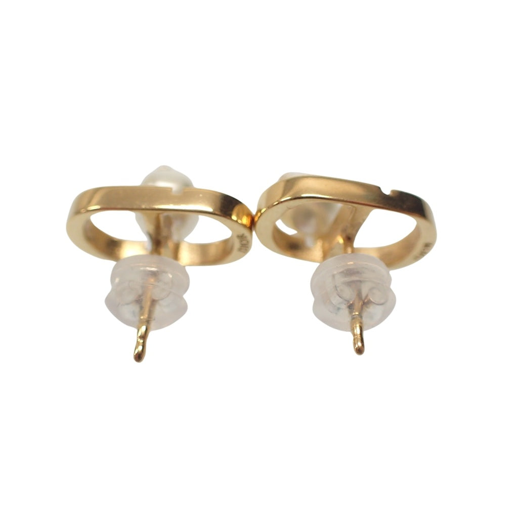 Good condition ◆ Christian Dior earrings CD logo fake pearl gold type Christian Dior [AFI12] 