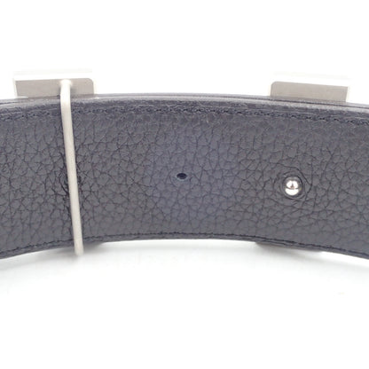 Good Condition◆Hermes Leather Belt H Belt Constance Silver Hardware Black D Engraved [AFI4] 