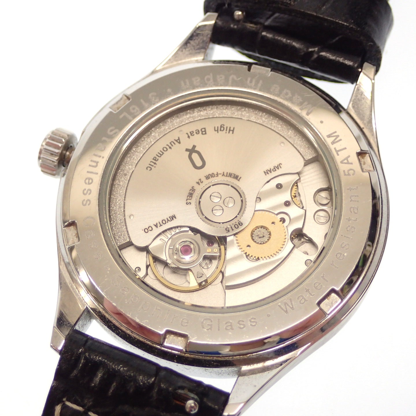極美品◆ノット 腕時計 自動巻き 裏スケ 文字盤白 316L クロコベルト 箱付き Knot【AFI18】