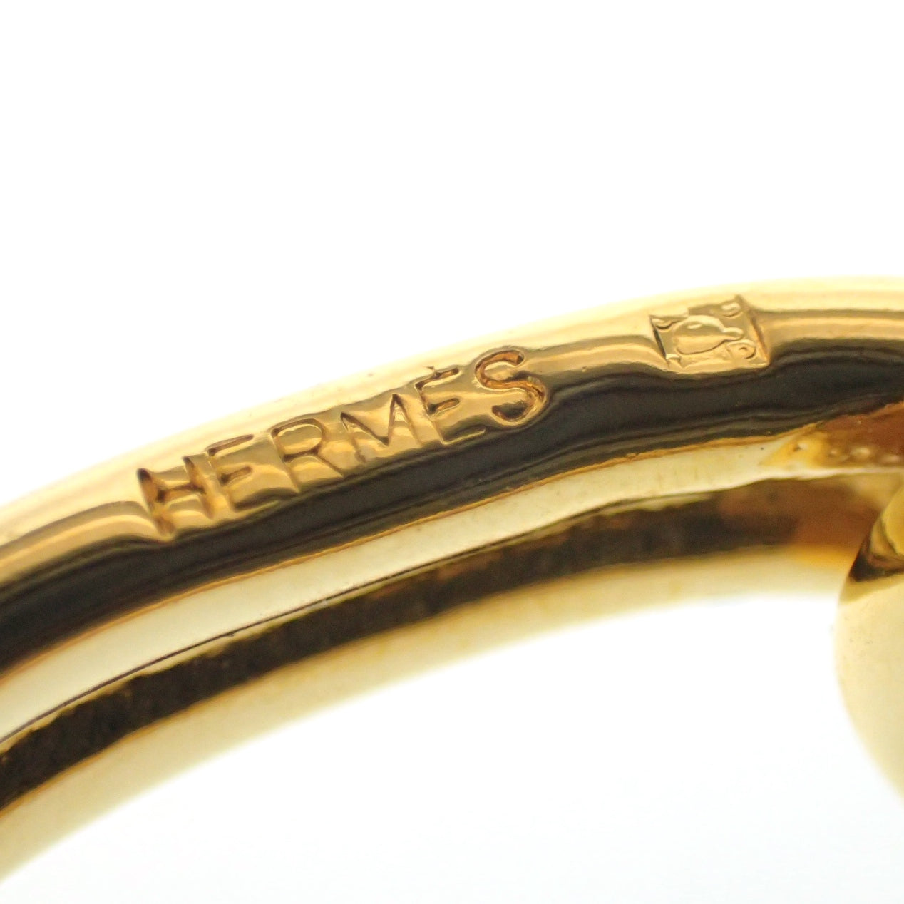 Good condition◆Hermes scarf ring head yellow gold with box HERMES [AFI8] 