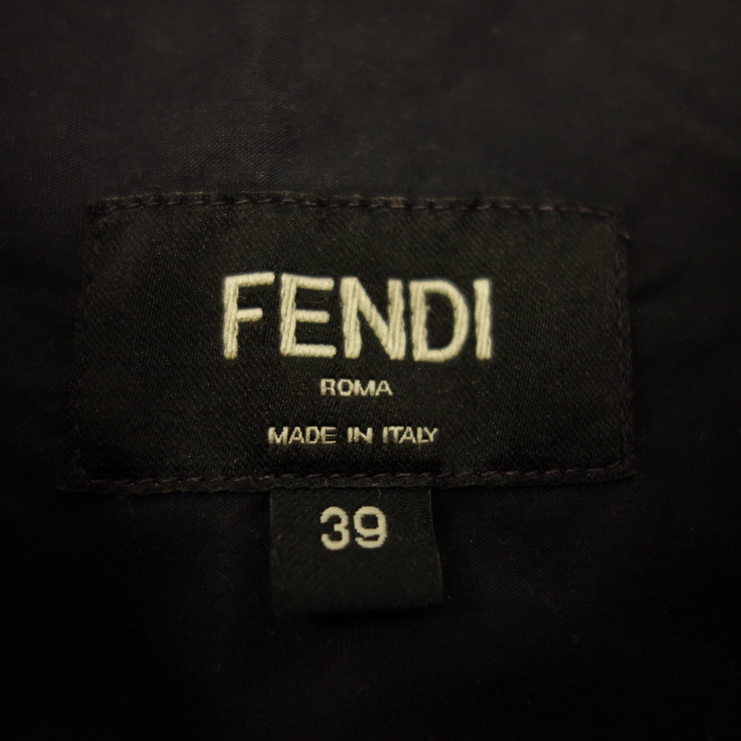 中古◆フェンディ 長袖シャツ クレリックカラー 黒系 サイズ39 メンズ FENDI【AFB4】