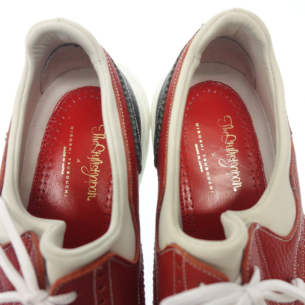 Good Condition ◆ HIROSHI TSUBOUCHI Leather Sneakers Wingtip Men's Size 7.5 Navy Red HIROSHI TSUBOUCHI [AFD12] 