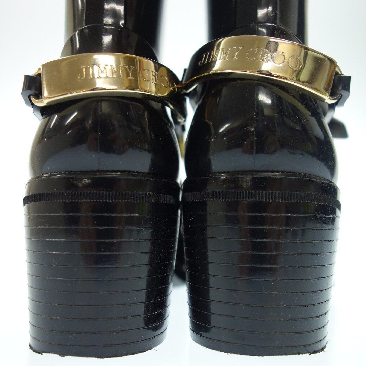 Very good condition◆JIMMY CHOO long boots rain boots enamel ladies 35 black JIMMY CHOO [AFD2] 