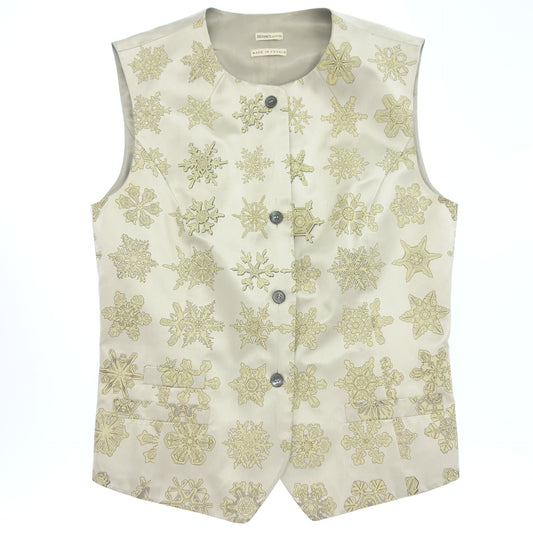 Used ◆Hermes Vest Sleeveless Margiela Period Silk Crystal Pattern Silver Size 38 Ladies HERMES [AFB28] 