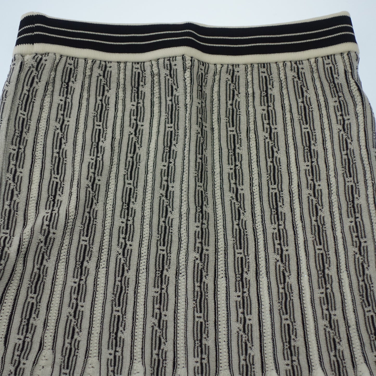 Mame Kurogouchi Long Skirt Knit All Over Pattern Women's White Black 2 Mame Kurogouchi [AFB21] [Used] 