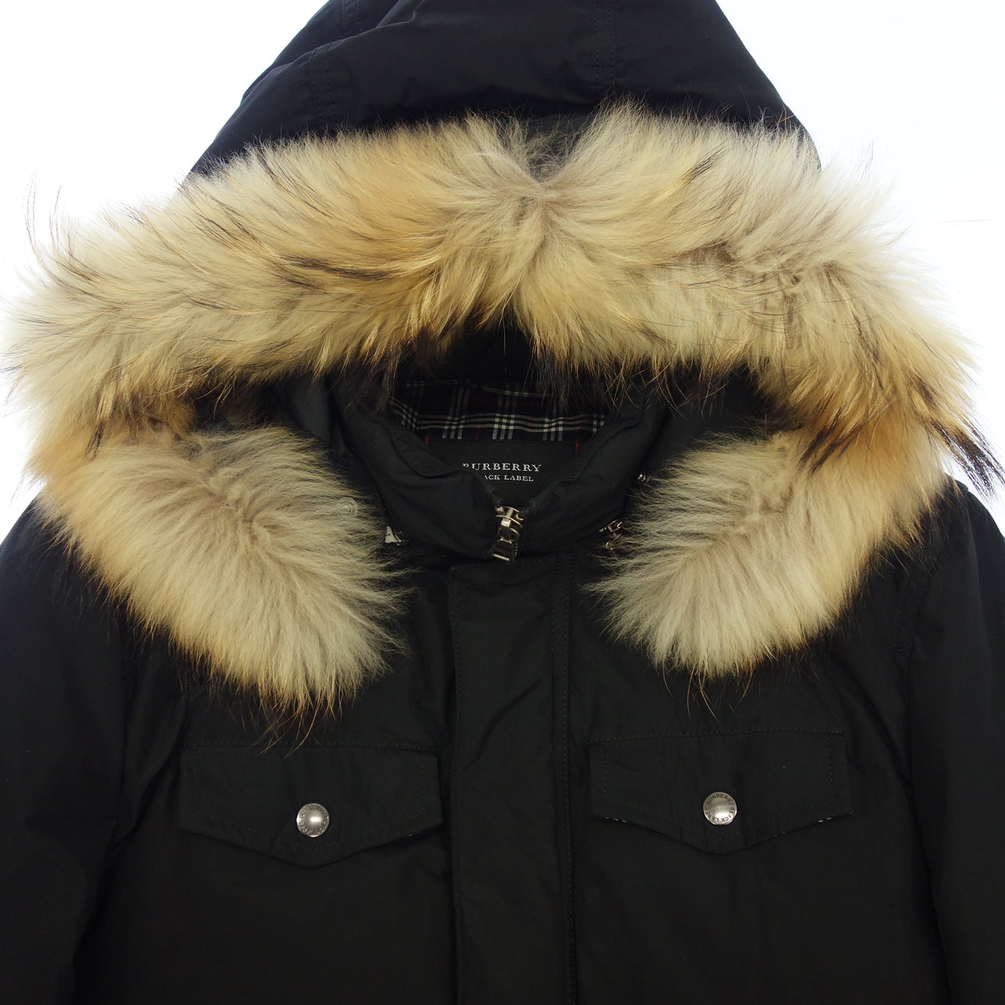 中古◆バーバリー ブラックレーベル ファーダウンコート メンズ サイズM 黒 BMP39-335-09 BURBERRY BLACK LABEL【AFA11】