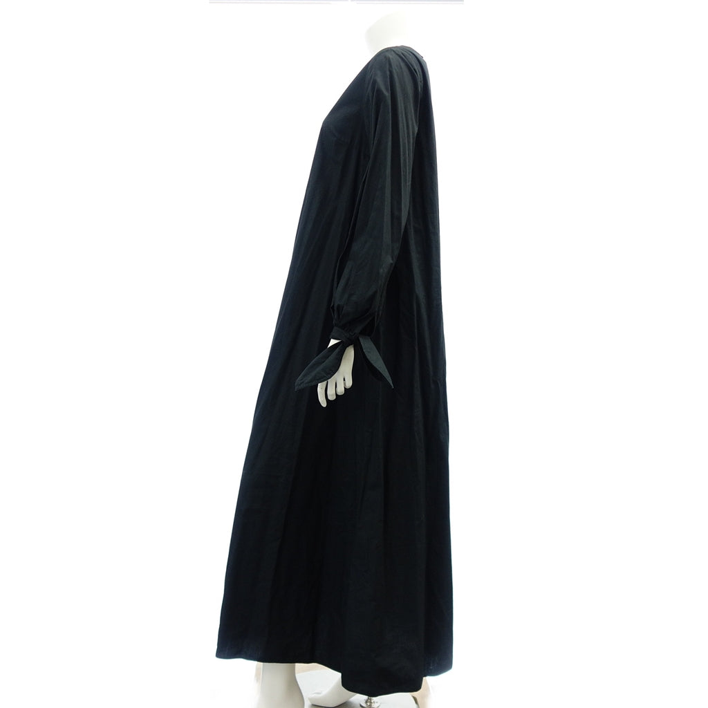 Good Condition ◆ Ten Dress Ron Herman Ribbon Long Dress 3010300232 100% Cotton Women's Black Size S TEN×Ron Herman [AFB30] 