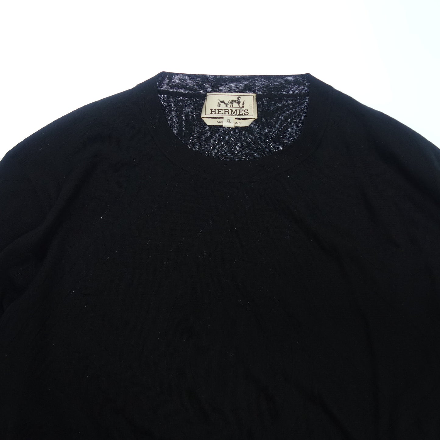 Hermes knit sweater silk all over pattern men's XL black HERMES [AFB16] [Used] 