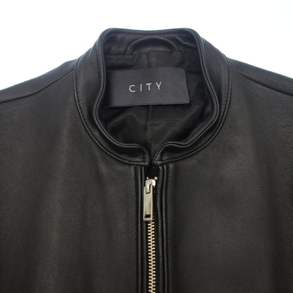 Good Condition◆City Single Riders Lamb Leather Men's Black Size 1 CITY [AFG1] 