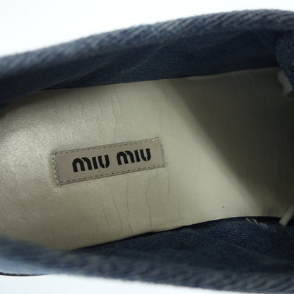 Good condition ◆ Miu Miu lace up sneakers denim bijou ladies 36.5 blue MIUMIU [AFC17] 