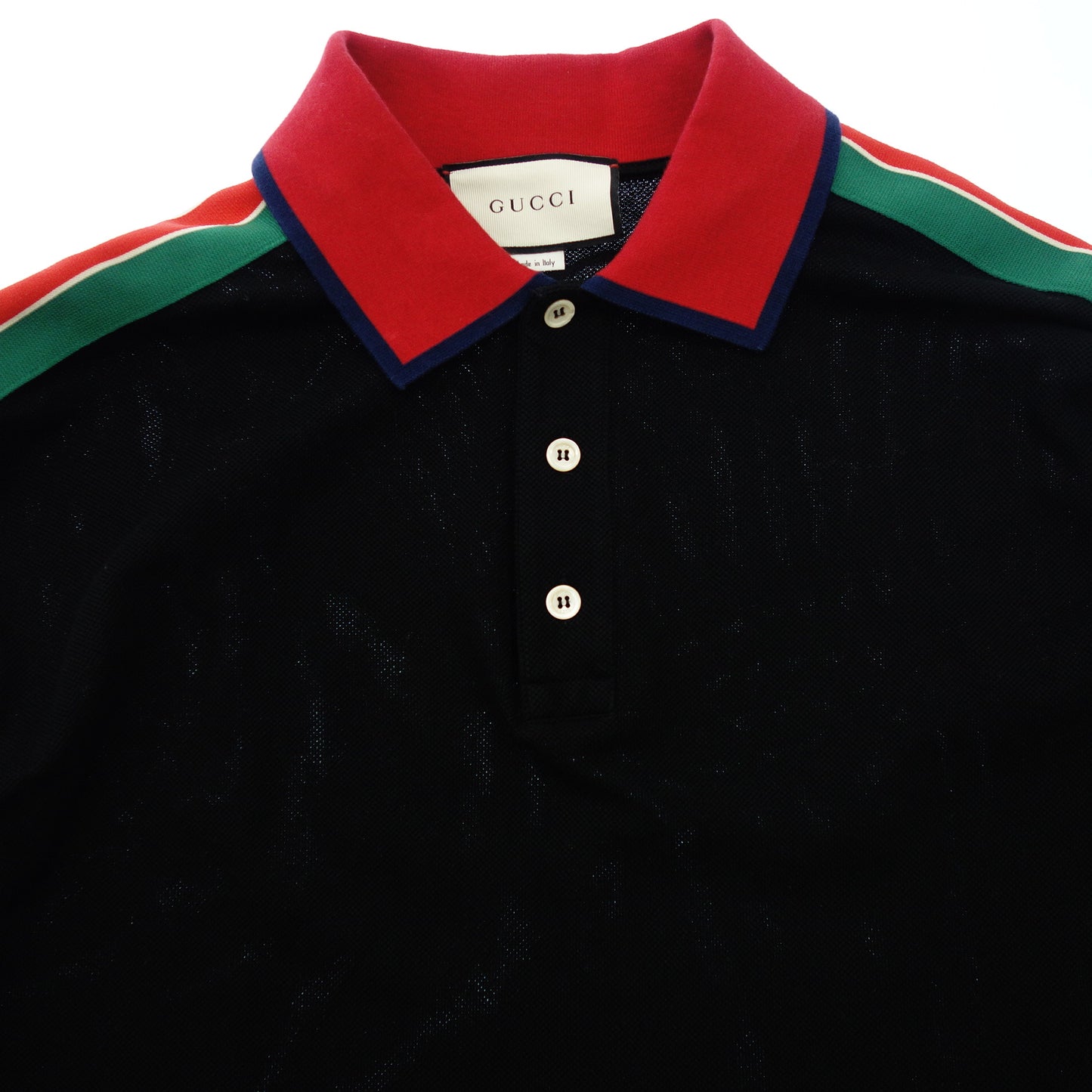 Gucci long sleeve polo shirt tricolor logo 545784 Men's black XL GUCCI [AFB13] [Used] 