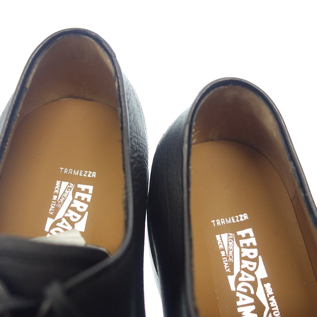 新品同様◆サルヴァトーレ フェラガモ レザーシューズ プレーントゥ メンズ 9.5 ブラック系 Salvatore Ferragamo【AFD3】