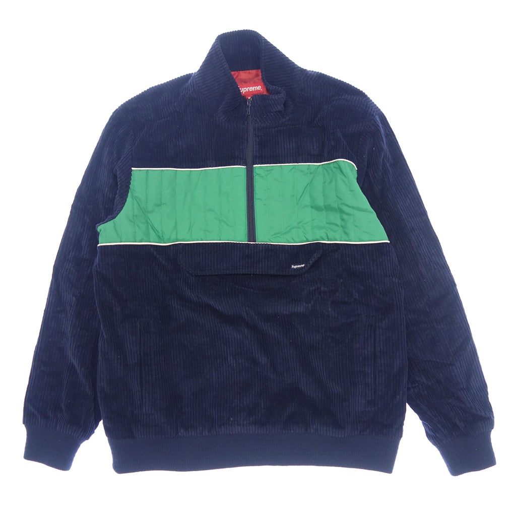 美品◆シュプリーム スキージャケット コーデュロイ ハーフジップ 13AW メンズ サイズM ネイビー Supreme【AFB3】