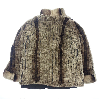 Good condition◆No brand half coat rabbit fur chinchilla style reversible brown [AFF23] 