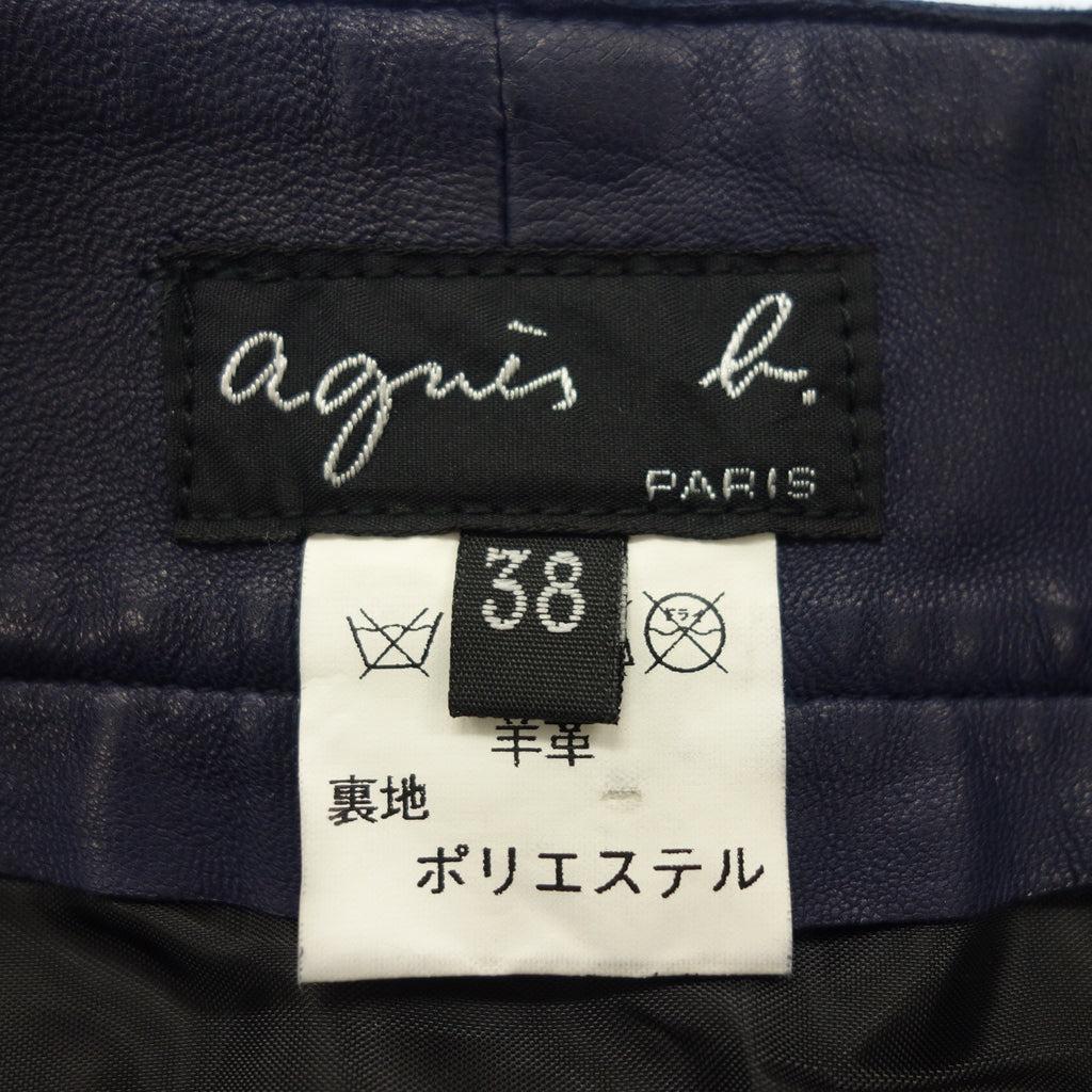 極美品◆アニエスベー スカート レザー レディース サイズ38 ネイビー系 agnes b.【AFB17】