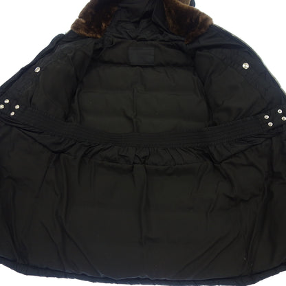 Good condition◆Prada down coat zip up beaver fur ladies black PRADA [AFA18] 