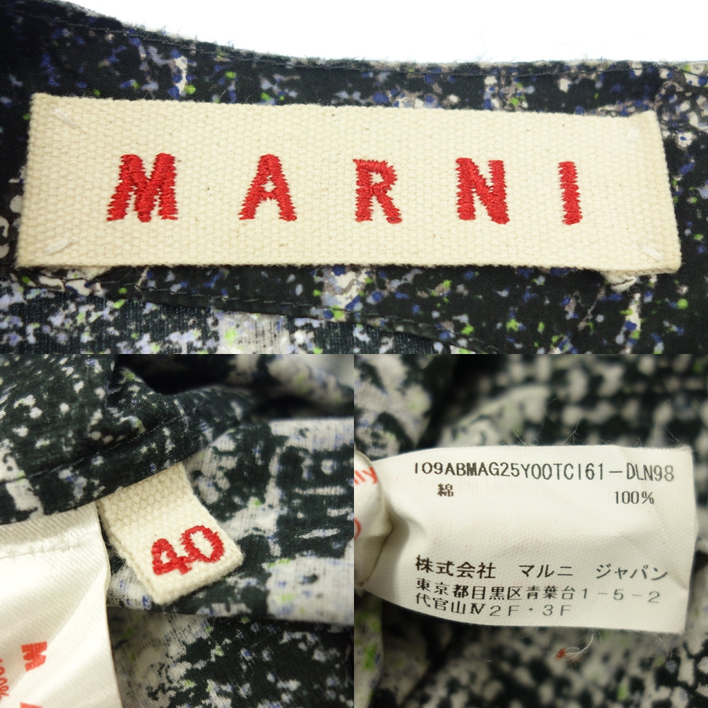 美品◆マルニ コットン 長袖 ワンピース 総柄 レディース サイズ40 黒系 MARNI【AFB51】