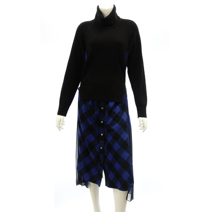 Good condition◆Sacai knit dress docking check 18-03966 size 2 black x blue ladies sacai [AFB36] 