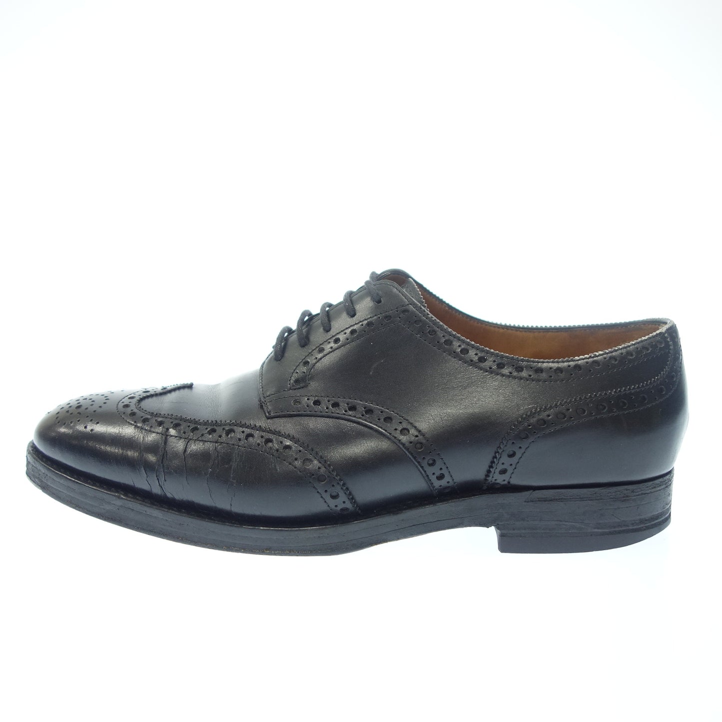 二手 ◆John Lobb 皮鞋 Wingtip Derby Old Logo 5.5 男士黑色 JOHN LOBB Darby [AFD1] 