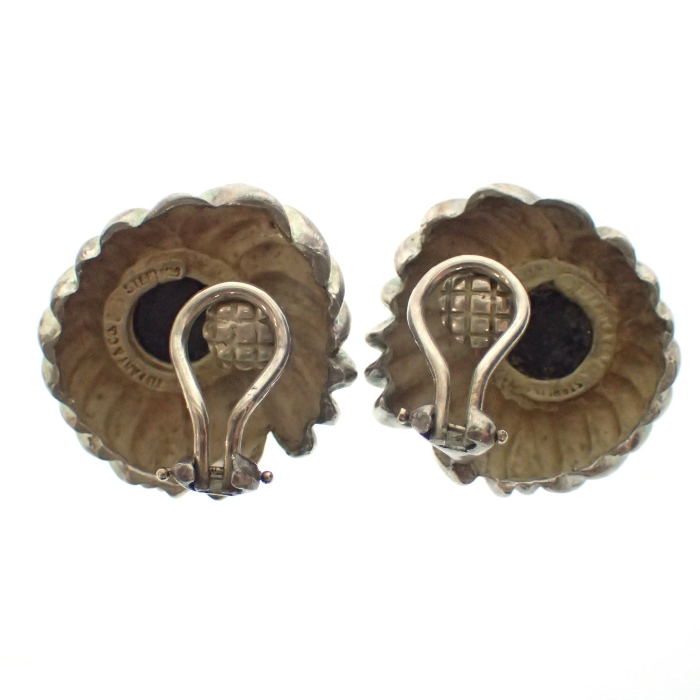 Used◆Tiffany earrings flower STERLING onyx SV925 silver Tiffany&amp;Co. [AFI12] 