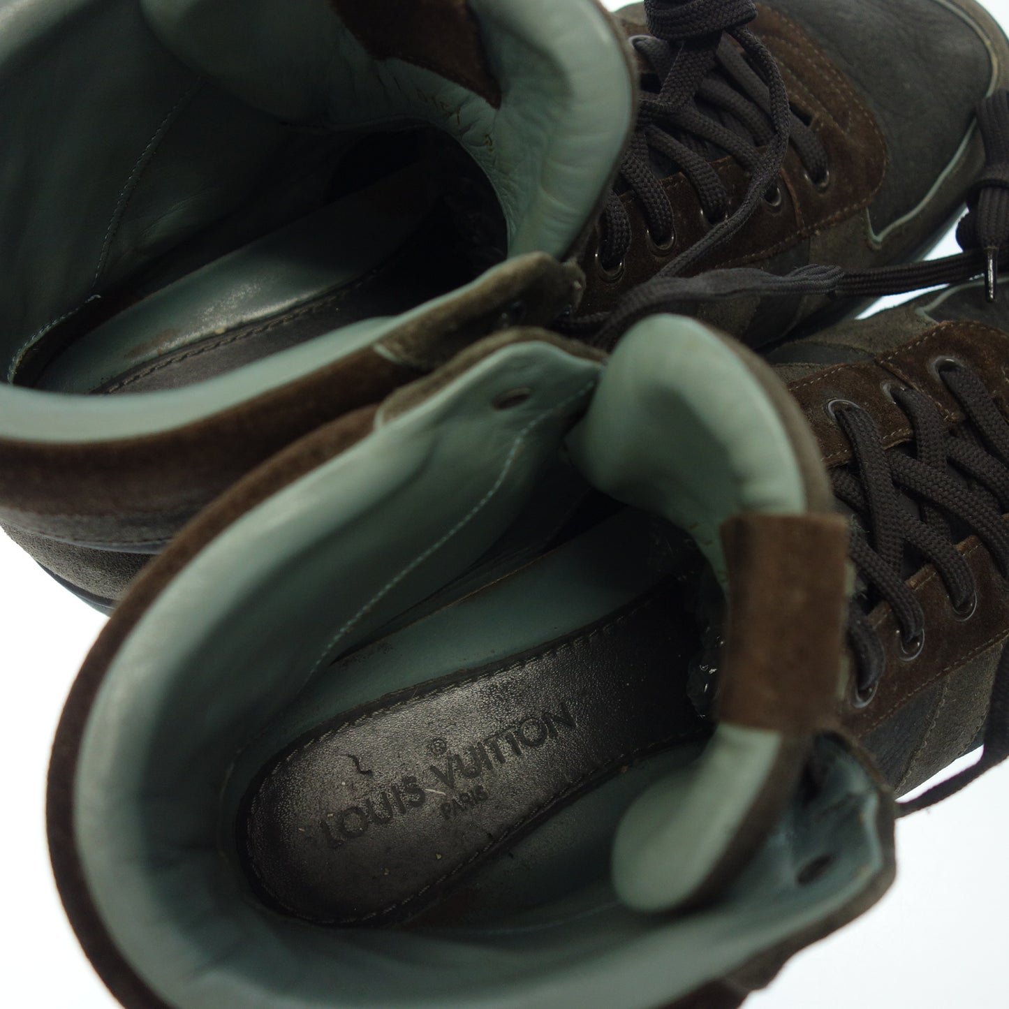 状况良好◆ 路易威登皮革运动鞋高帮绒面革 LV 标志男式 8 多色 LOUIS VUITTON [AFC54] 