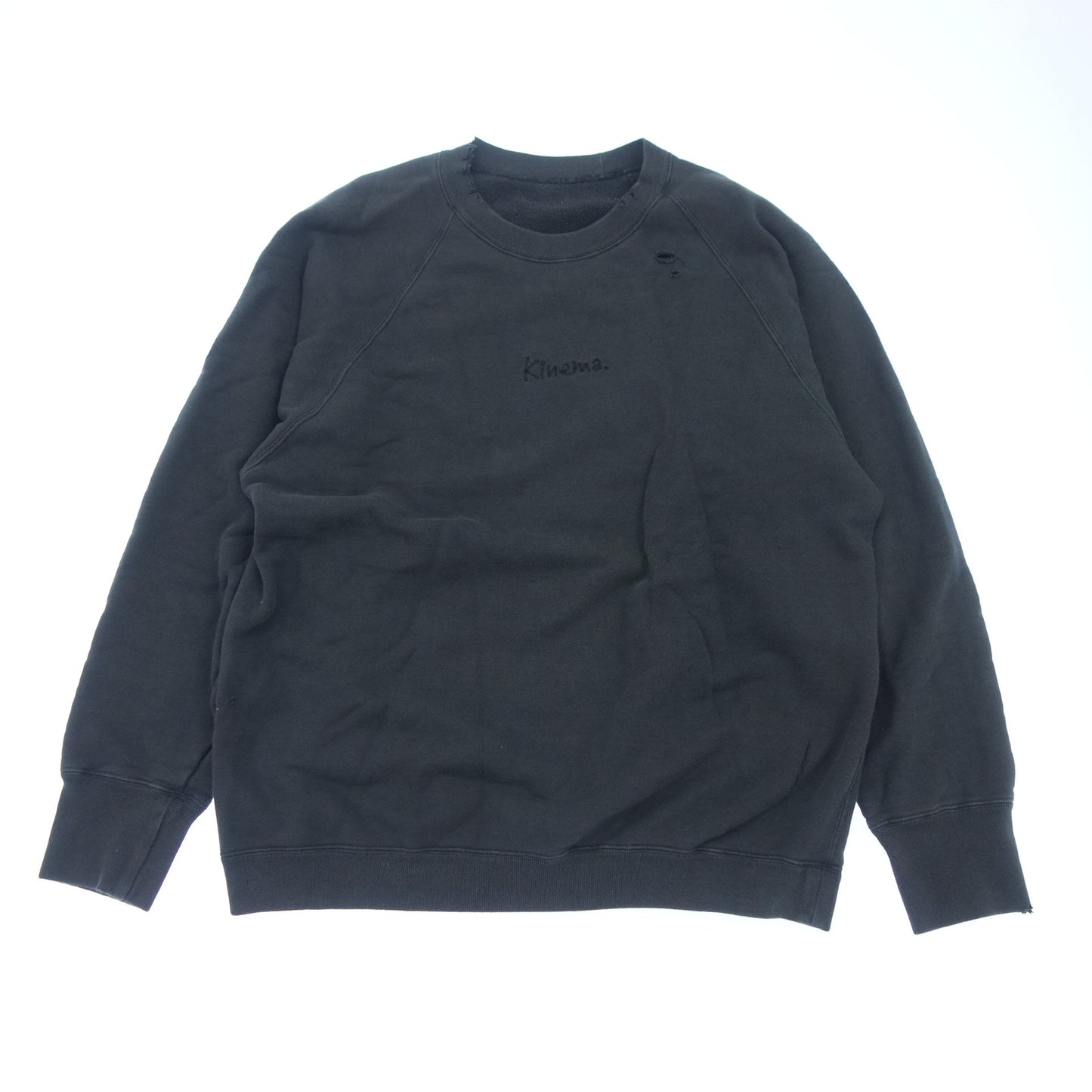 Kinema Sweat Vintage Damaged 男士黑色 L kinema 标志损坏 [AFB42] [二手] 