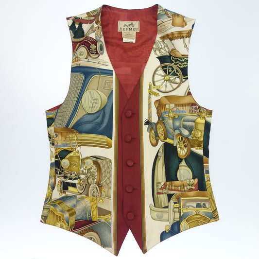 Used ◆Hermes Vest Silk Scarf Pattern Multicolor Size 46 Men's HERMES [AFB28] 