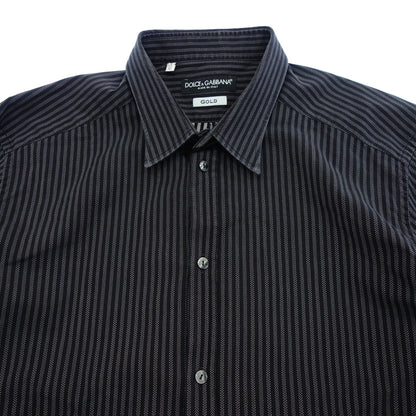 Good condition◆Dolce &amp; Gabbana long sleeve shirt striped men's black size 41 DOLCE&amp;GABBANA [AFB29] 