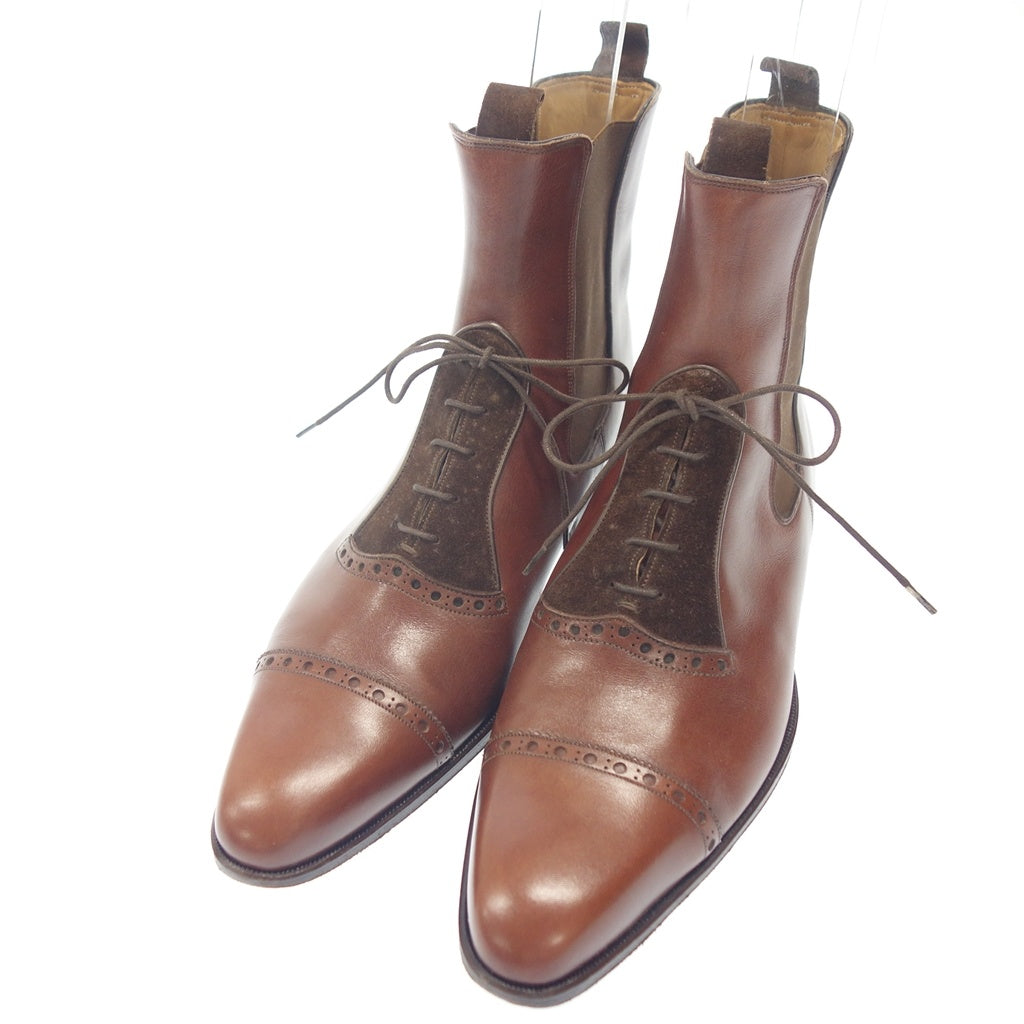 Very good condition ◆ DUCAL leather shoes lace up boots side gore 6121 men's brown size 41 DUCAL [AFC29] 