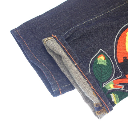 Used Ed Hardy Denim Denim Pants with Embroidery &amp; Patches Lot2007 Men's Size 30 Indigo Ed Hardy DENIM [AFB51] 