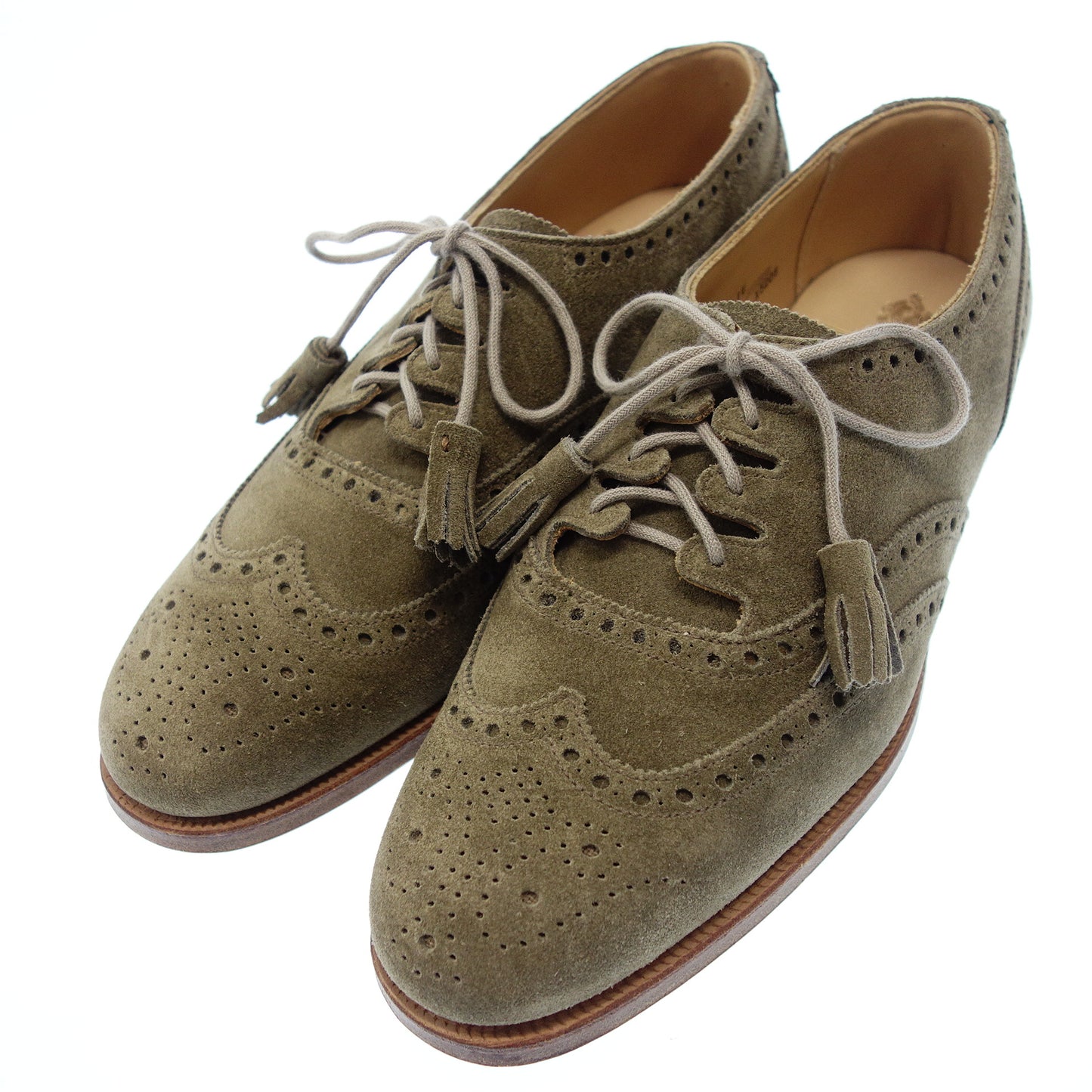 Like new◆Crockett &amp; Jones Leather Shoes Wingtip Tassel CHILLIE Men's 5E Khaki CROCKETT&amp;JONES [AFC19] 