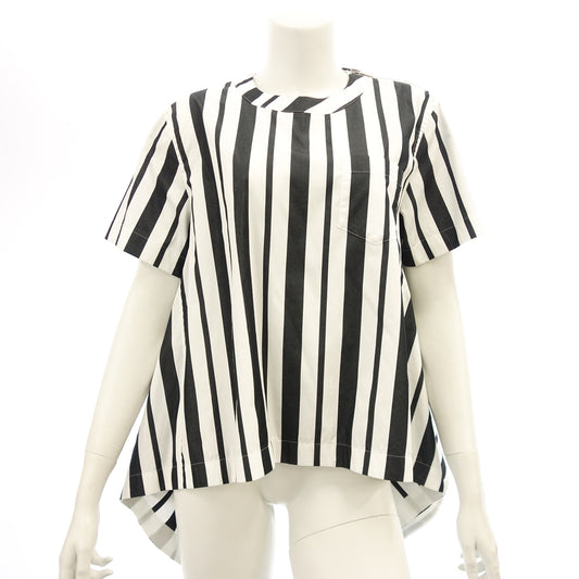 Good condition◆Sacai 20SS short sleeve shirt blouse pullover striped ladies size 3 black x white 20-05081 Sacai [AFB37] 